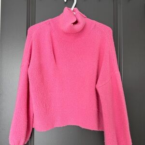moon & madison Vibrant Pink Cowl Neck Sweater